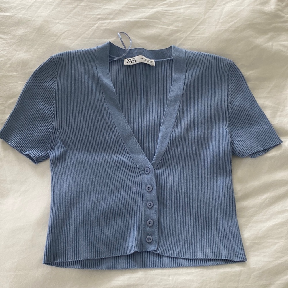 ZARA periwinkle knit top size M